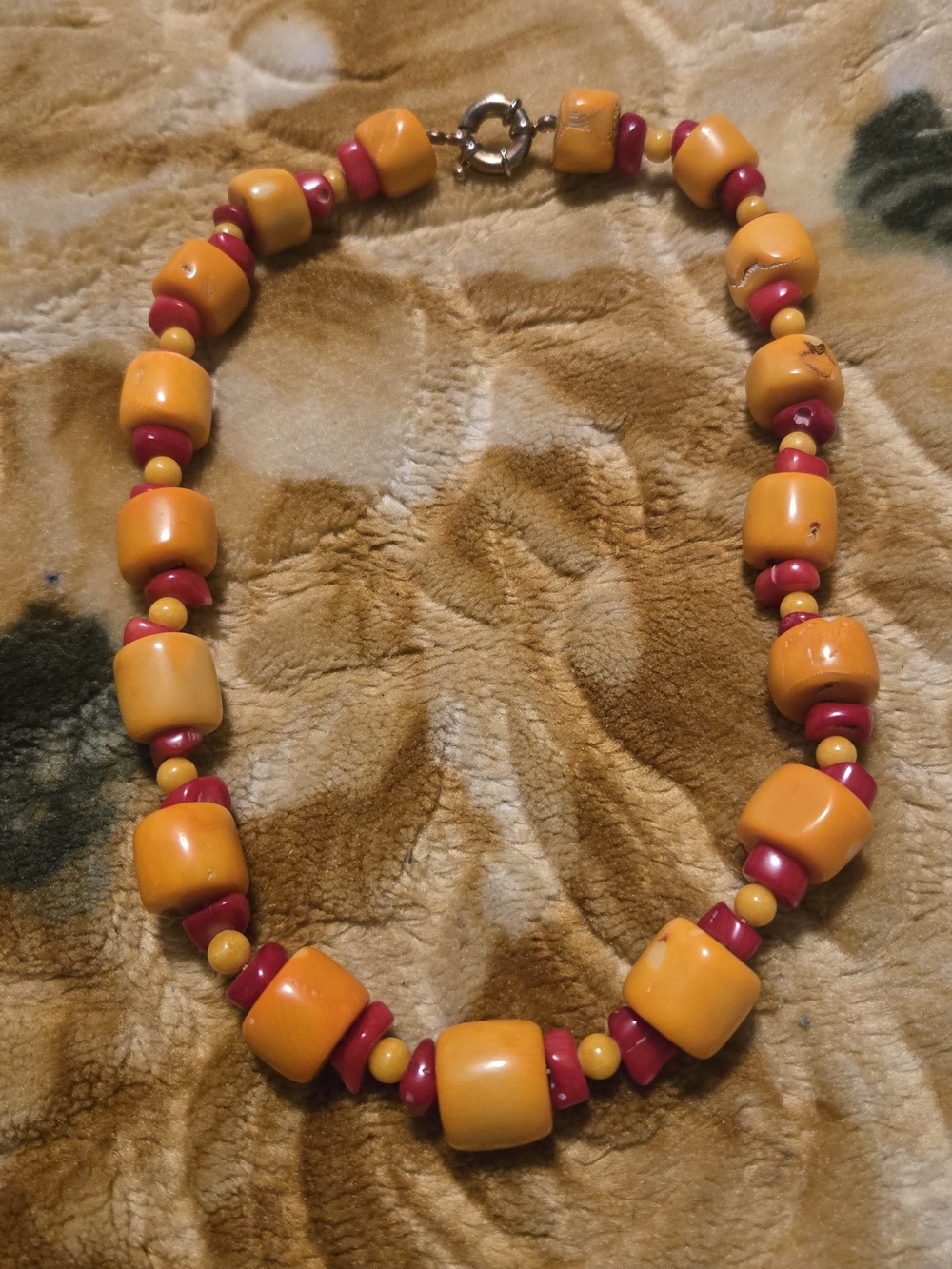 Vintage Handmade Orange and Pink Beaded Necklace